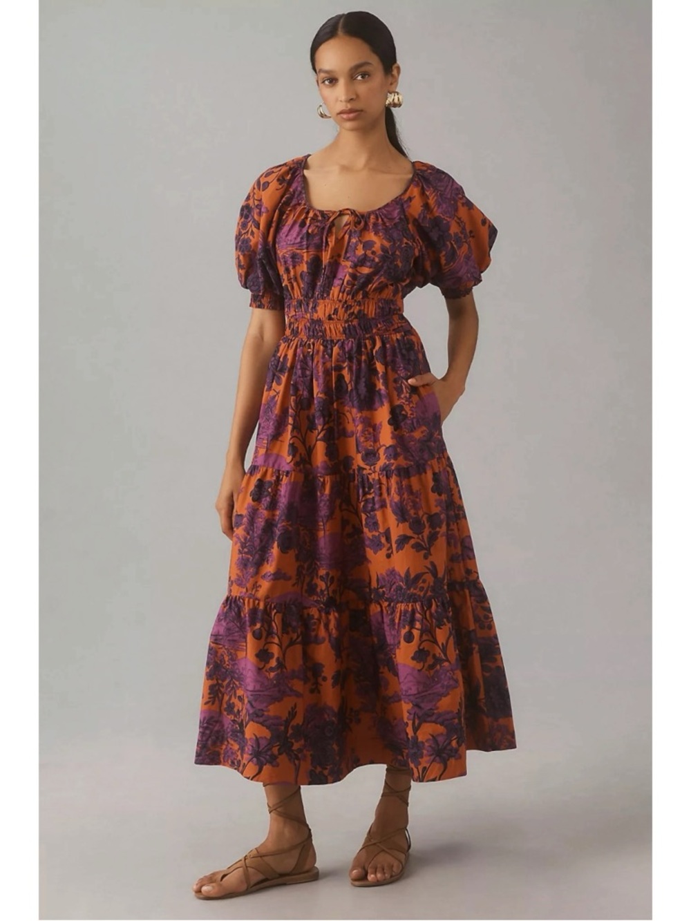 Anthropologie The Somerset Maxi Dress: Puff-Sleeve Edition Size Large Floral - Picture 13 of 14